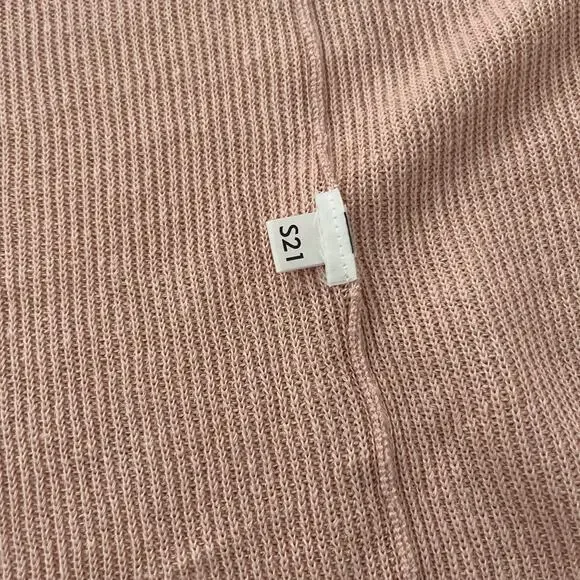 Eileen Fisher Long Organic Linen & Cotton Cardigan Pink Sz M minimalist Coastal - Picture 8 of 11